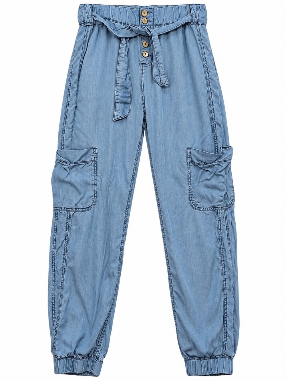 Cream Light Blue Women's Cargo Jogger Jeans - Brand
